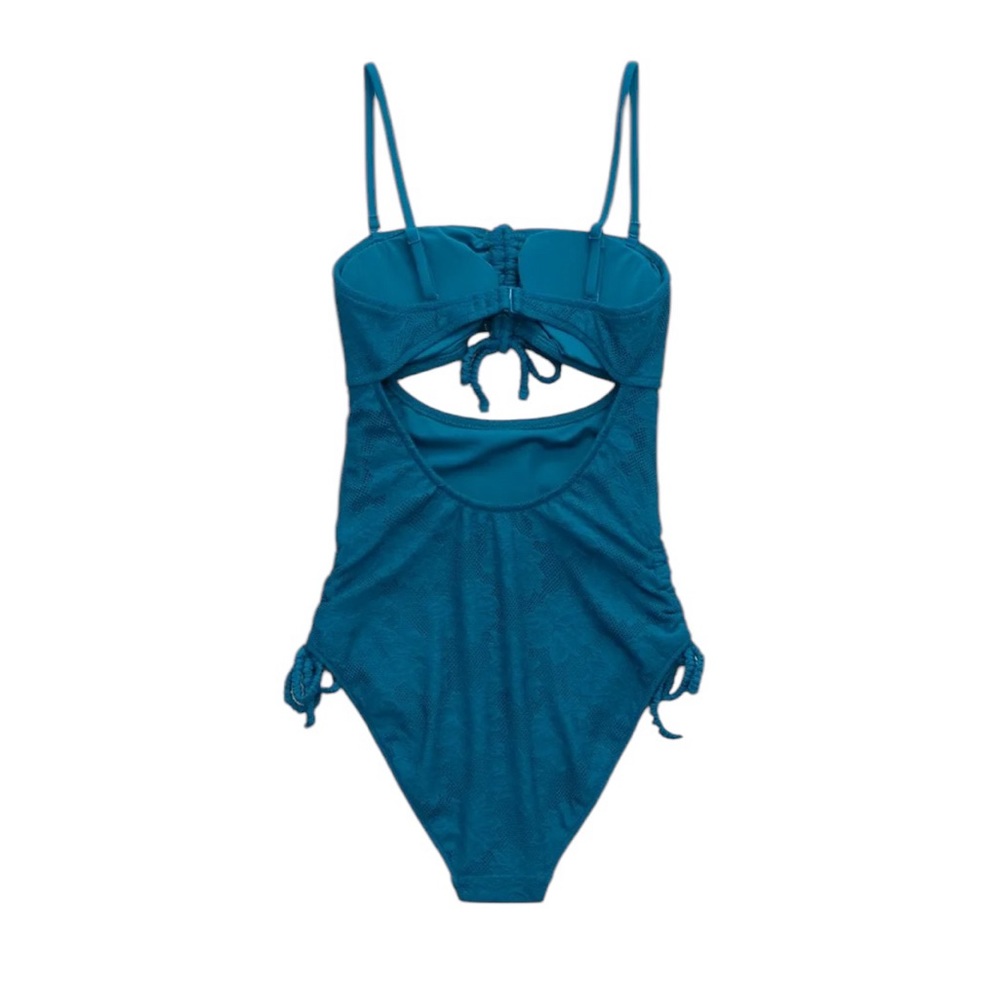 NWT Aerie Lace Cut Out Strapless One Piece Swimsuit Size XL - Picture 5 of 12